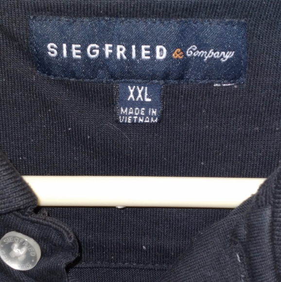 (#03)Siegfried & Company Black w/ White Stripped Collar Short Sleeve Men's Shirt - Picture 2 of 6